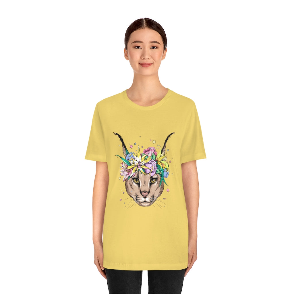 Unisex Jersey Short Sleeve Tee "Caracal with flowers"