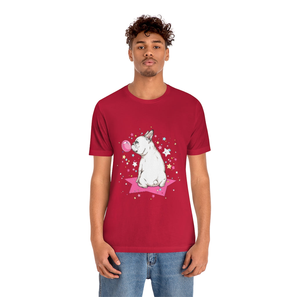 Unisex Jersey Short Sleeve Tee "French white bulldog & stars"