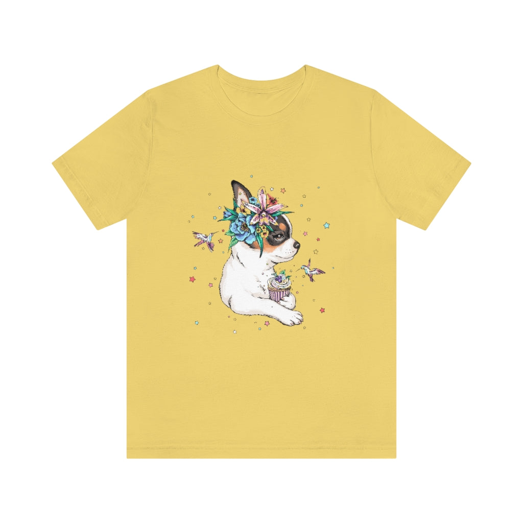 Unisex Jersey Short Sleeve Tee "Chihuahua puppy & cupcake"