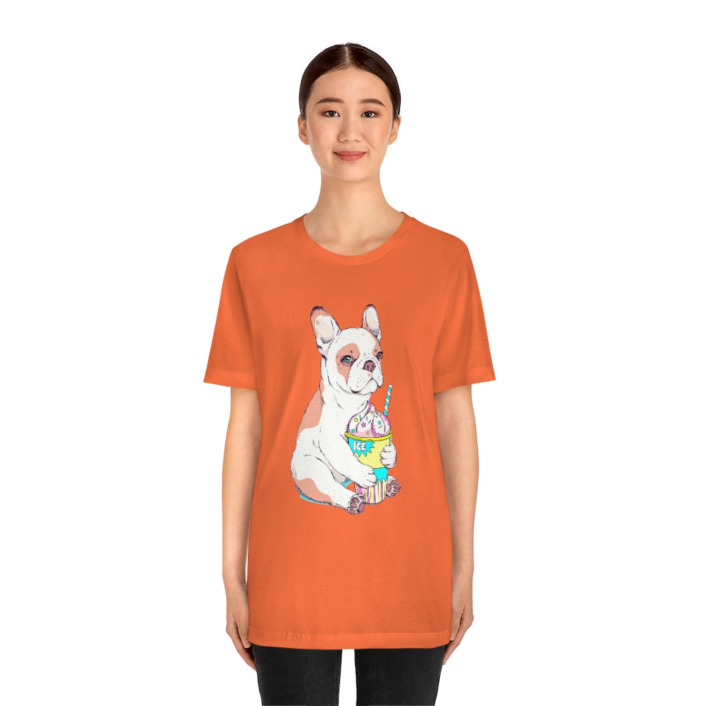 Unisex Jersey Short Sleeve Tee "French bulldog & ice cream"