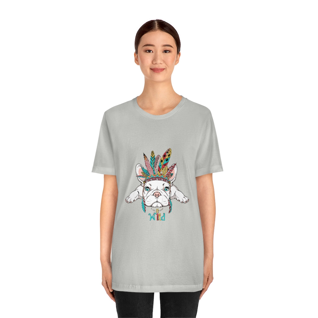Unisex Jersey Short Sleeve Tee "French bulldog in Indian headdress"