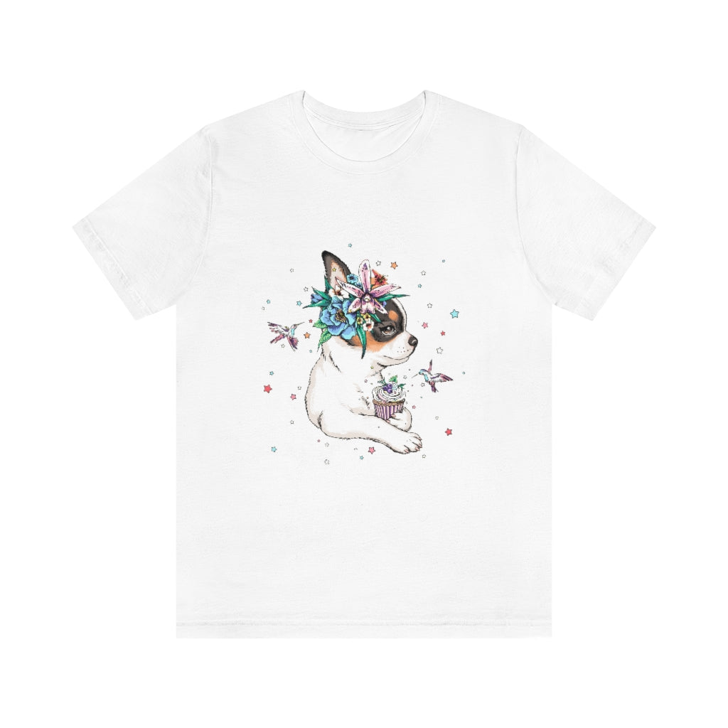 Unisex Jersey Short Sleeve Tee "Chihuahua puppy & cupcake"