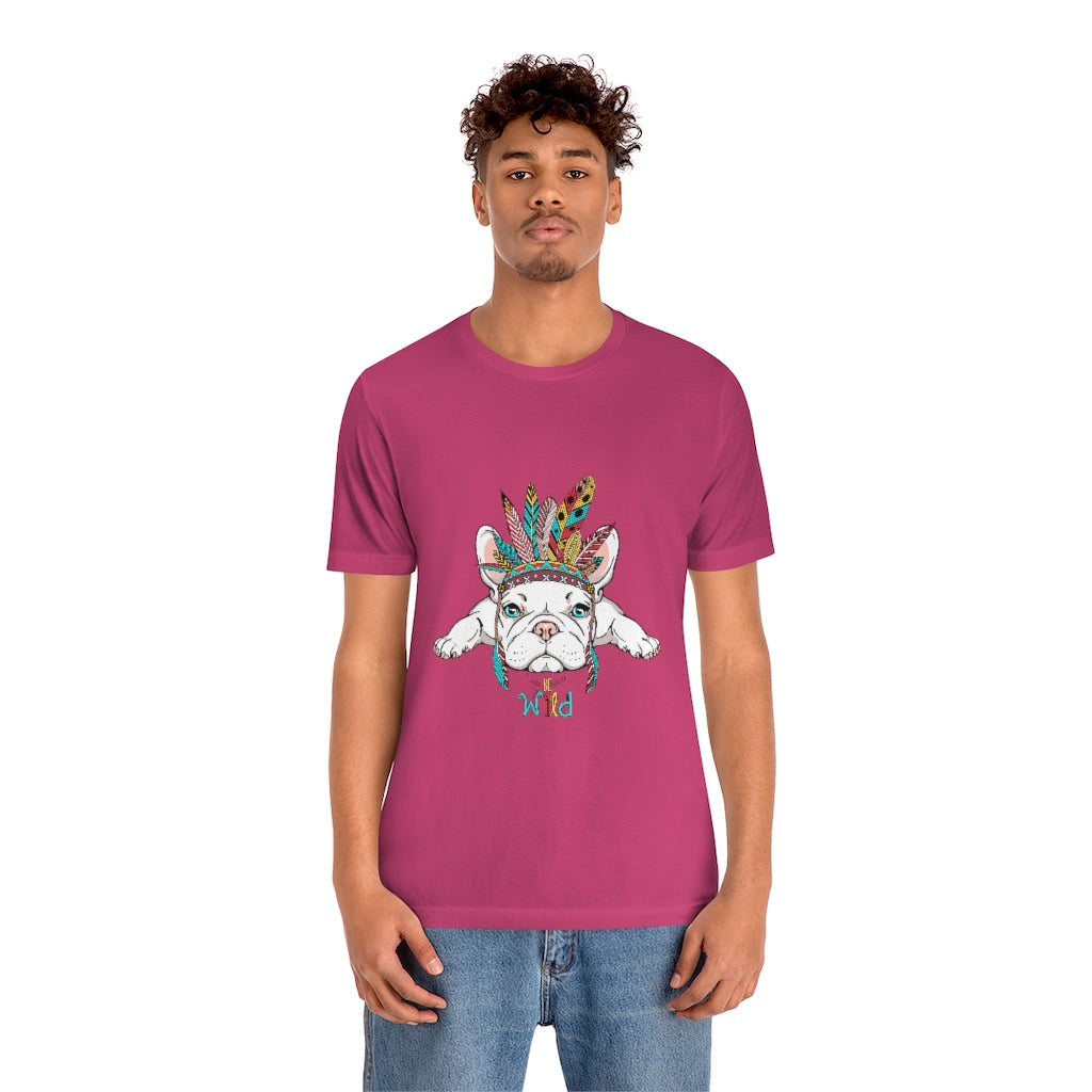 Unisex Jersey Short Sleeve Tee "French bulldog in Indian headdress"