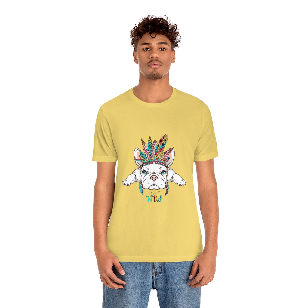 Unisex Jersey Short Sleeve Tee "French bulldog in Indian headdress"