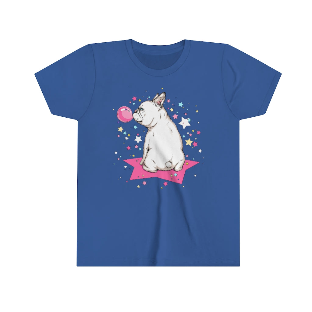 Youth Short Sleeve Tee "French white bulldog & stars"