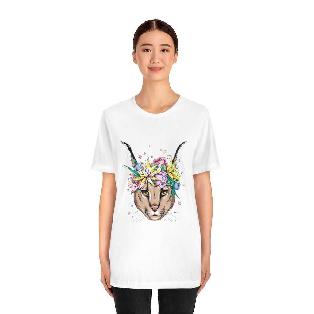 Unisex Jersey Short Sleeve Tee "Caracal with flowers"