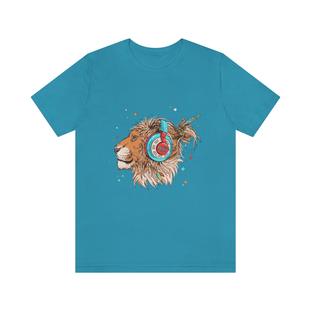 Unisex Jersey Short Sleeve Tee "Lion & headphones"