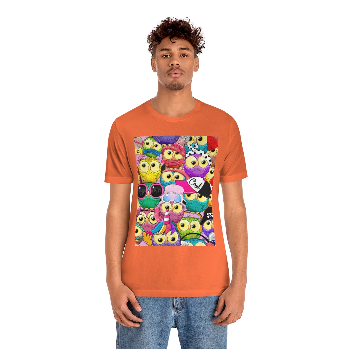 Unisex Jersey Short Sleeve Tee "Colorful Pattern with cute cartoon owls"