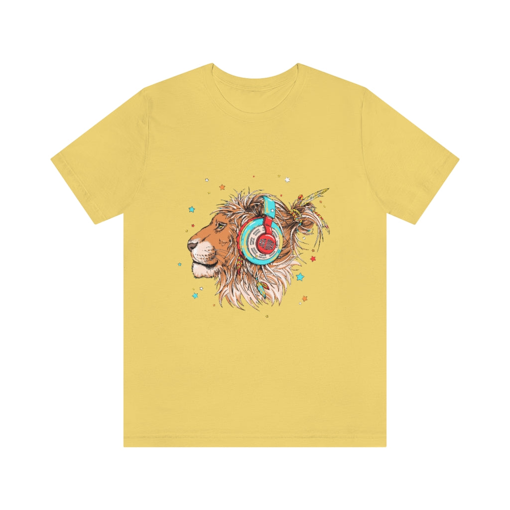 Unisex Jersey Short Sleeve Tee "Lion & headphones"