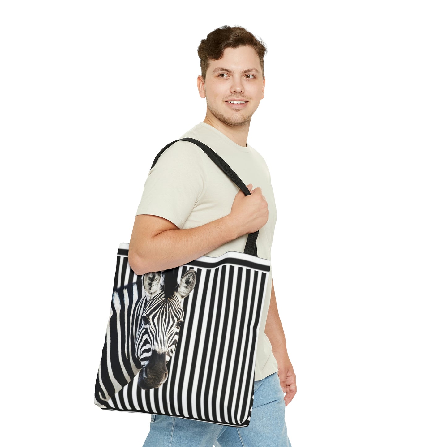AOP Tote Bag "Zebra and striped background"