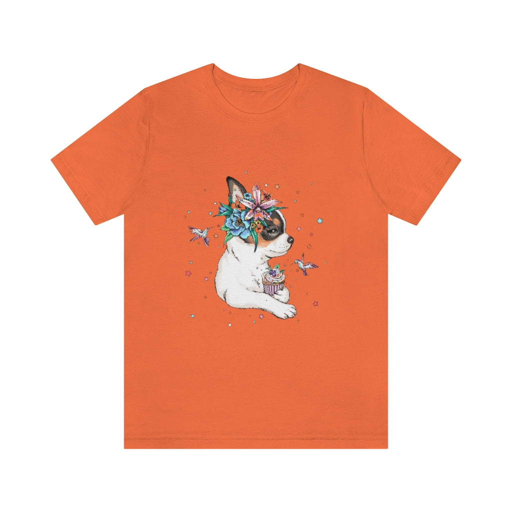 Unisex Jersey Short Sleeve Tee "Chihuahua puppy & cupcake"