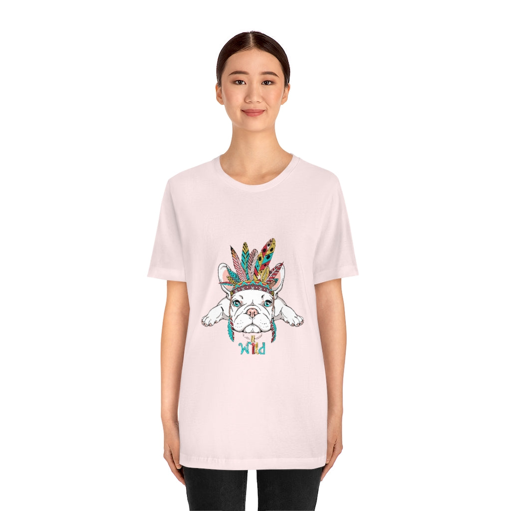 Unisex Jersey Short Sleeve Tee "French bulldog in Indian headdress"