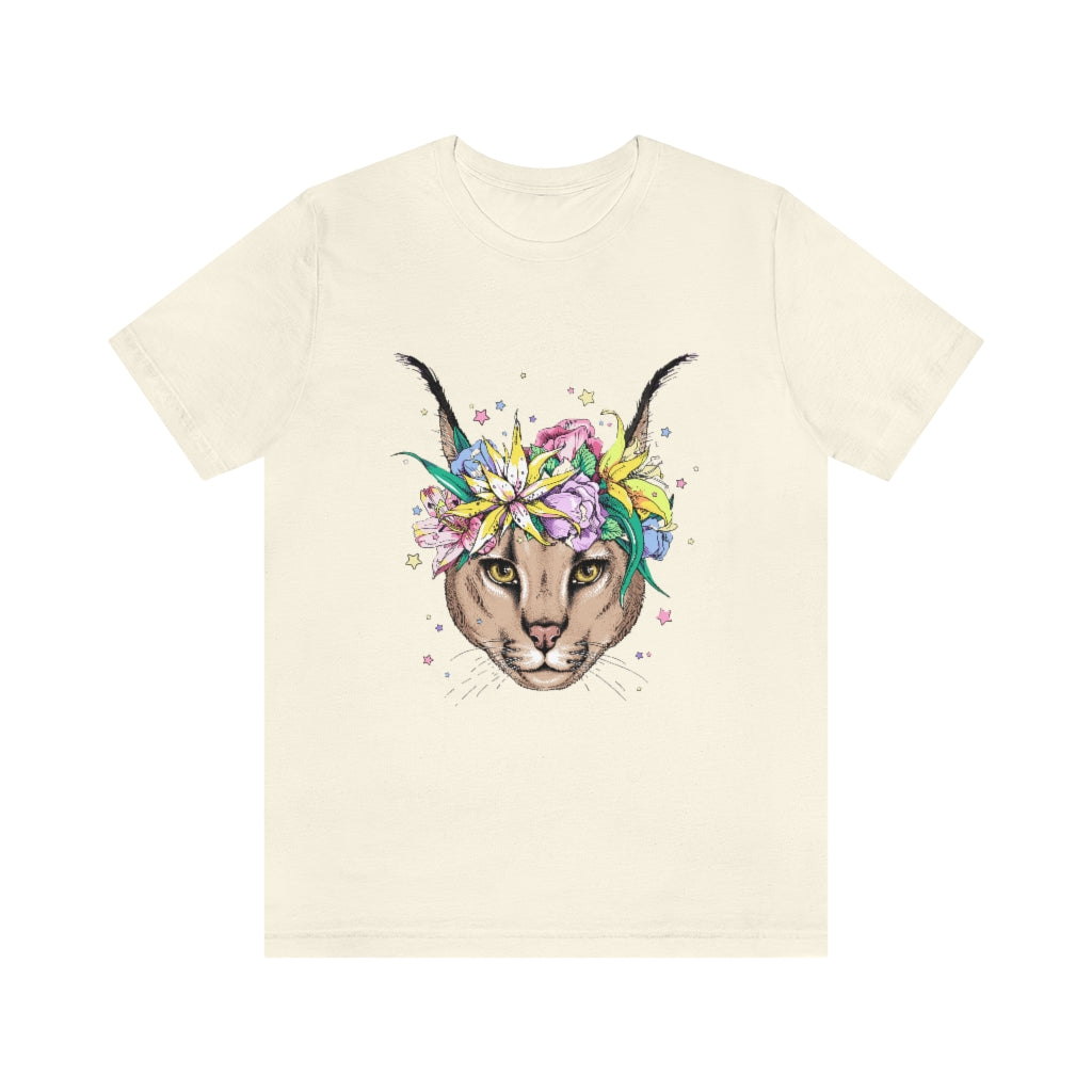 Unisex Jersey Short Sleeve Tee "Caracal with flowers"