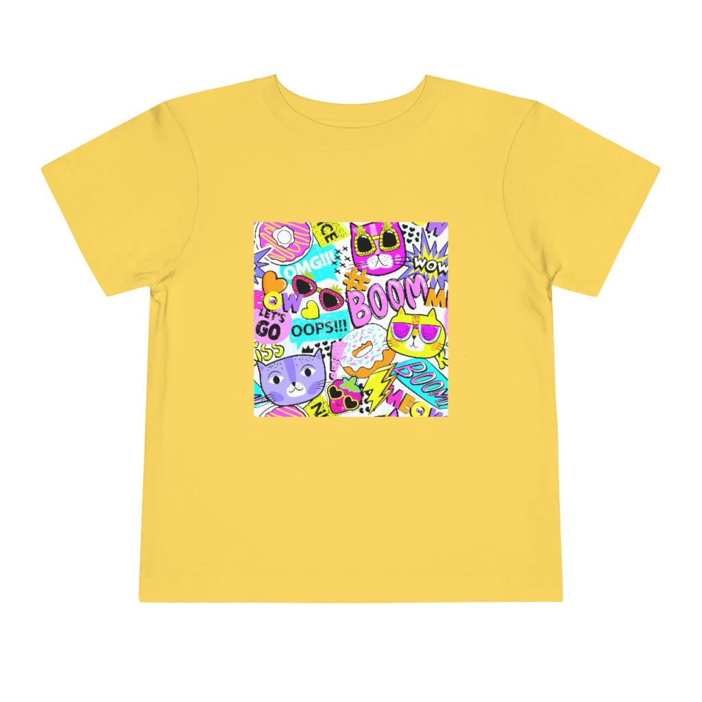 Kids Short Sleeve Tee "Funny cats in sunglasses Abstract pattern"