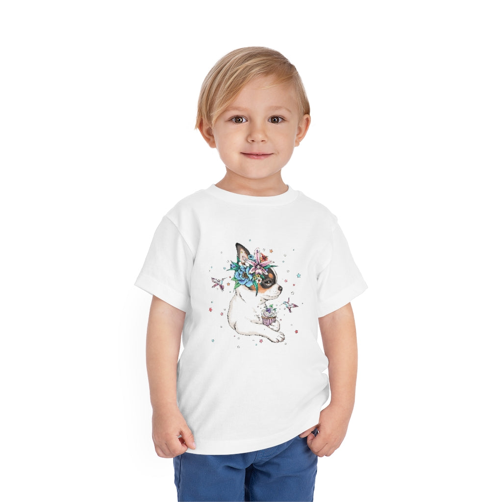 Kids Short Sleeve Tee "Chihuahua puppy & cupcake"
