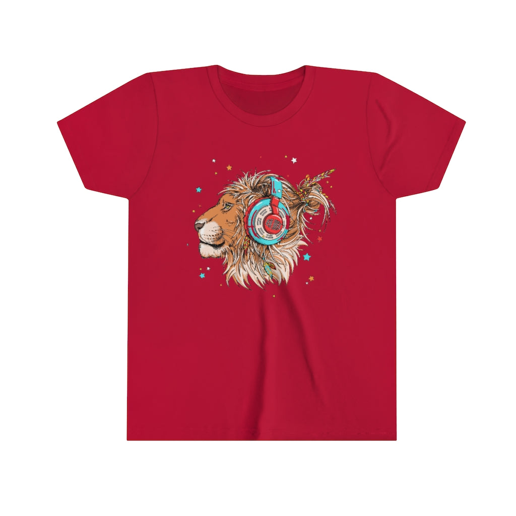 Youth Short Sleeve Tee "Lion & headphones"