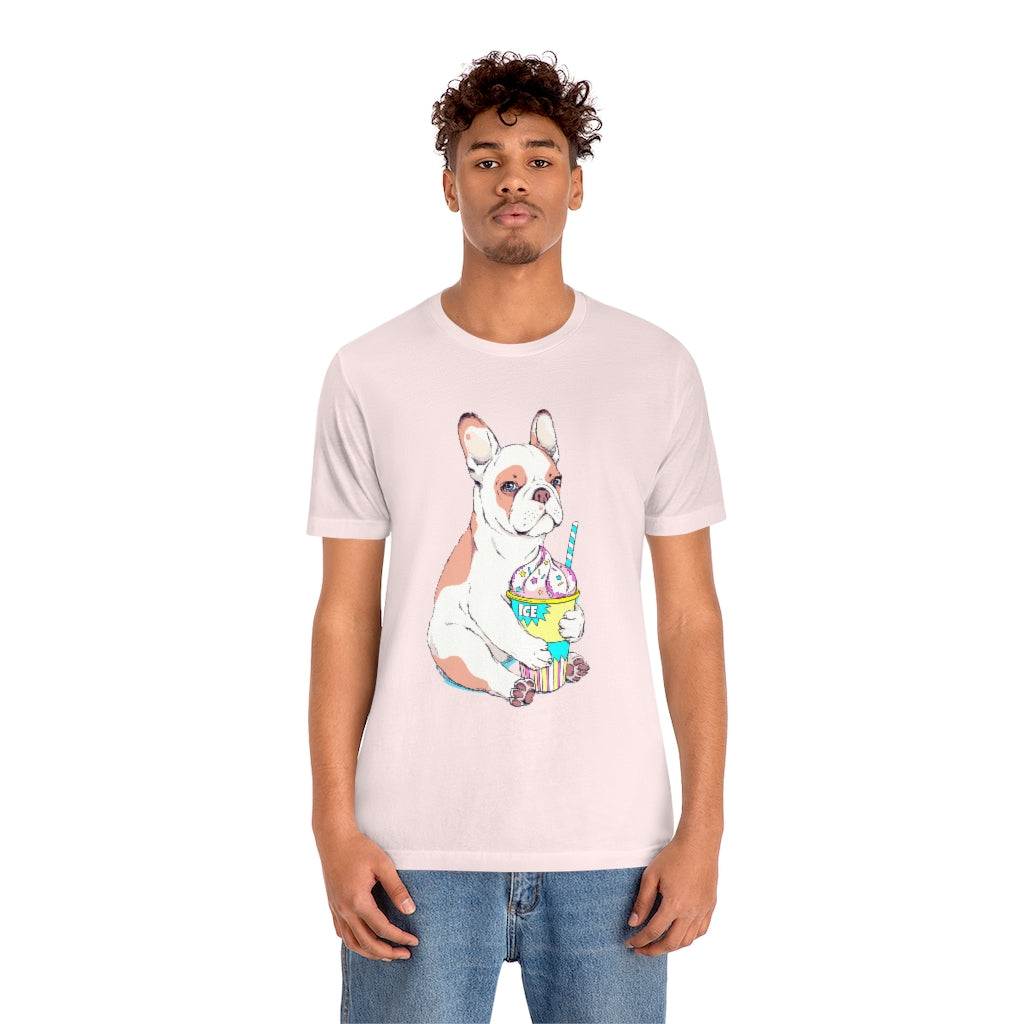 Unisex Jersey Short Sleeve Tee "French bulldog & ice cream"