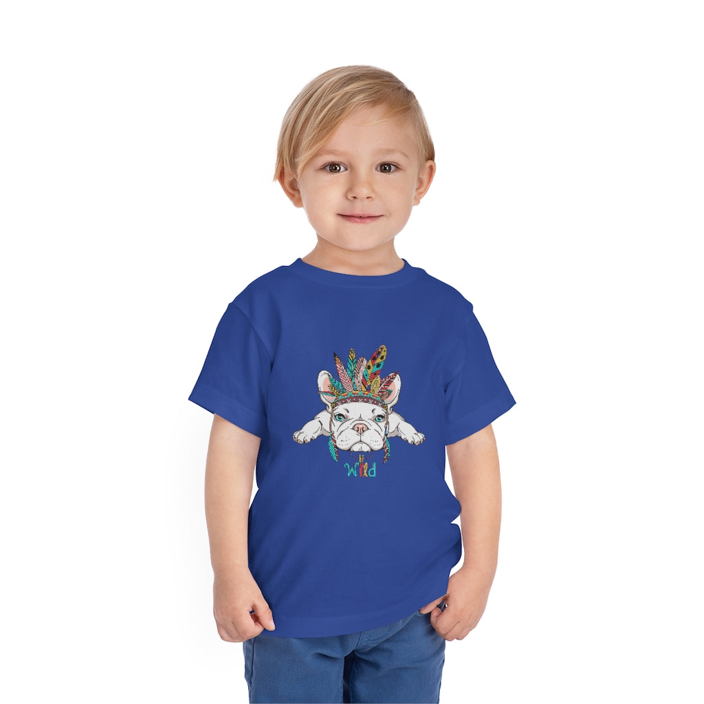 Kids Short Sleeve Tee "French bulldog in Indian headdress"