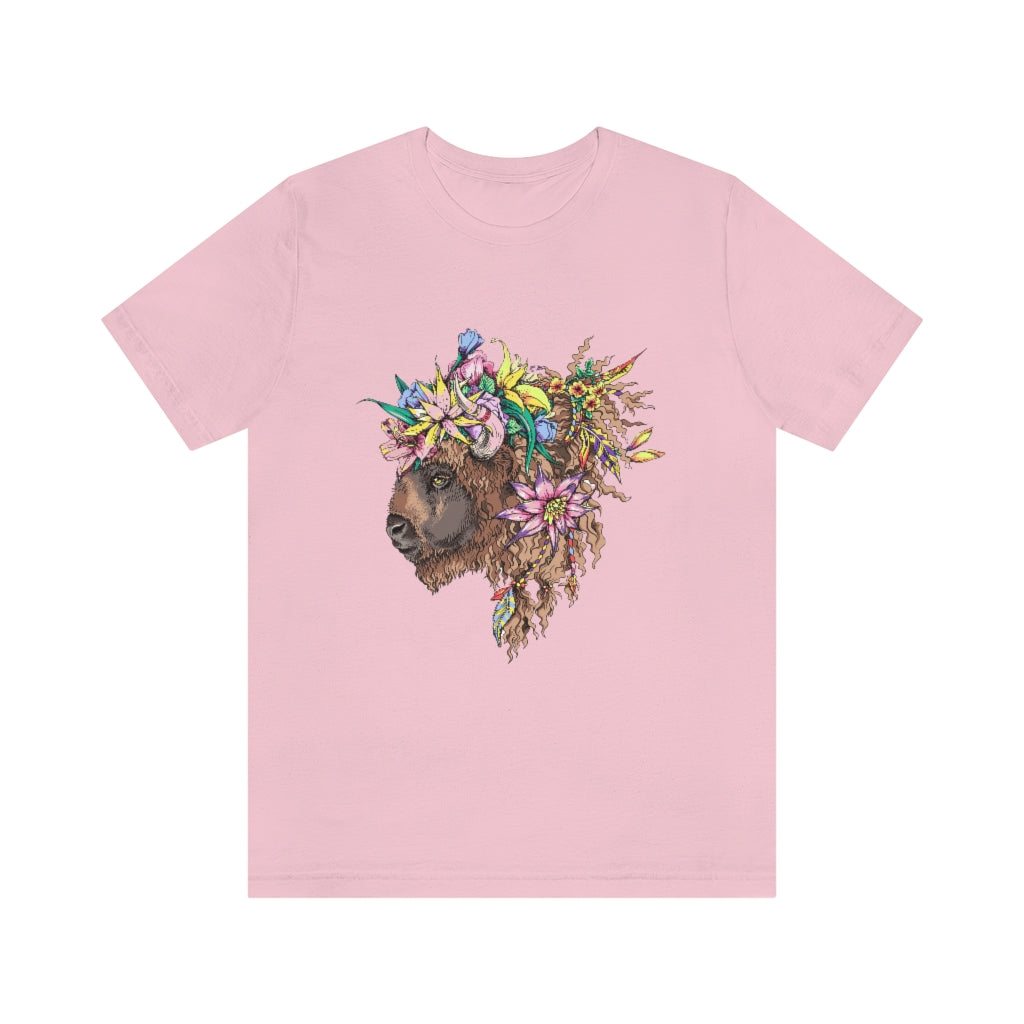 Unisex Jersey Short Sleeve Tee "Bison & flowers"