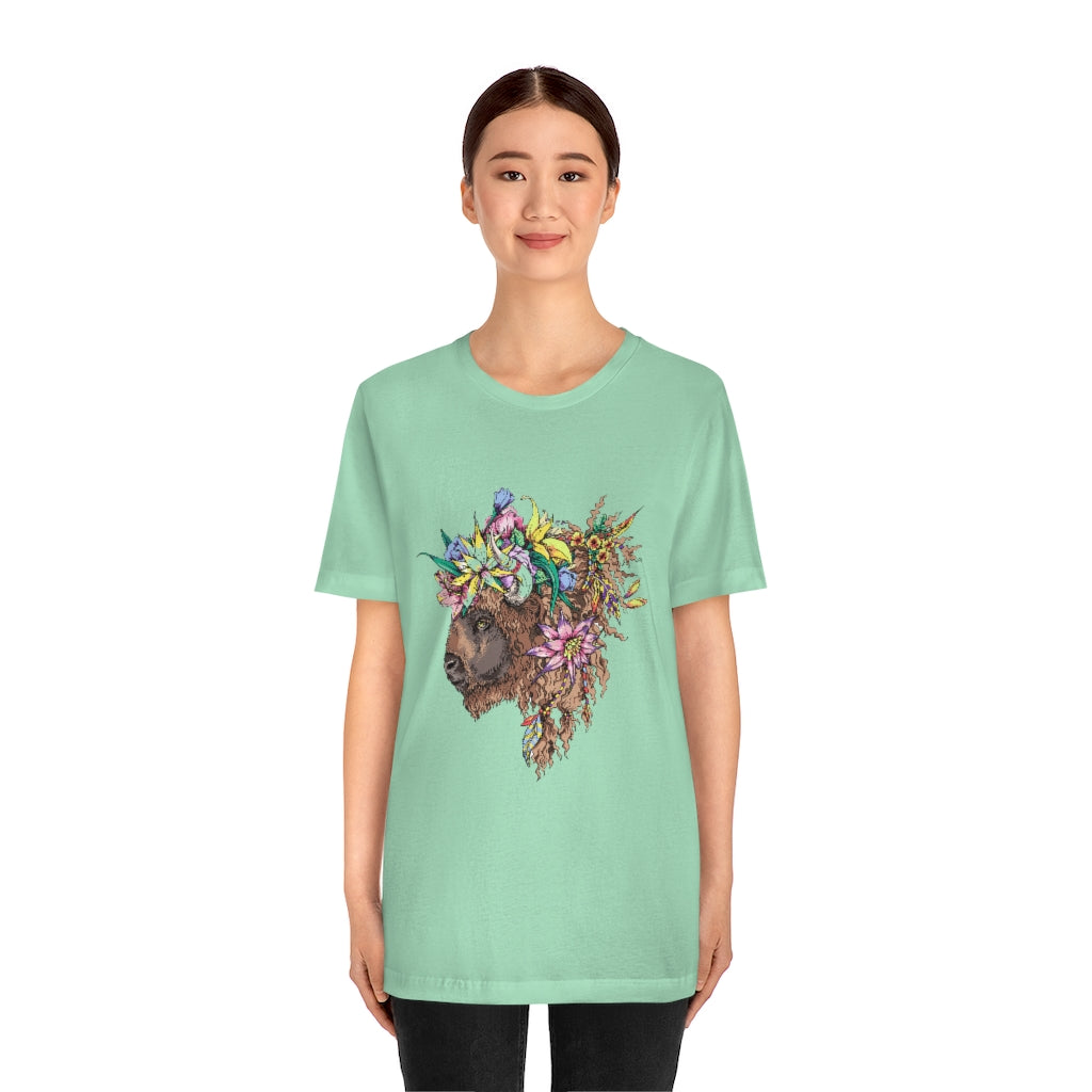 Unisex Jersey Short Sleeve Tee "Bison & flowers"