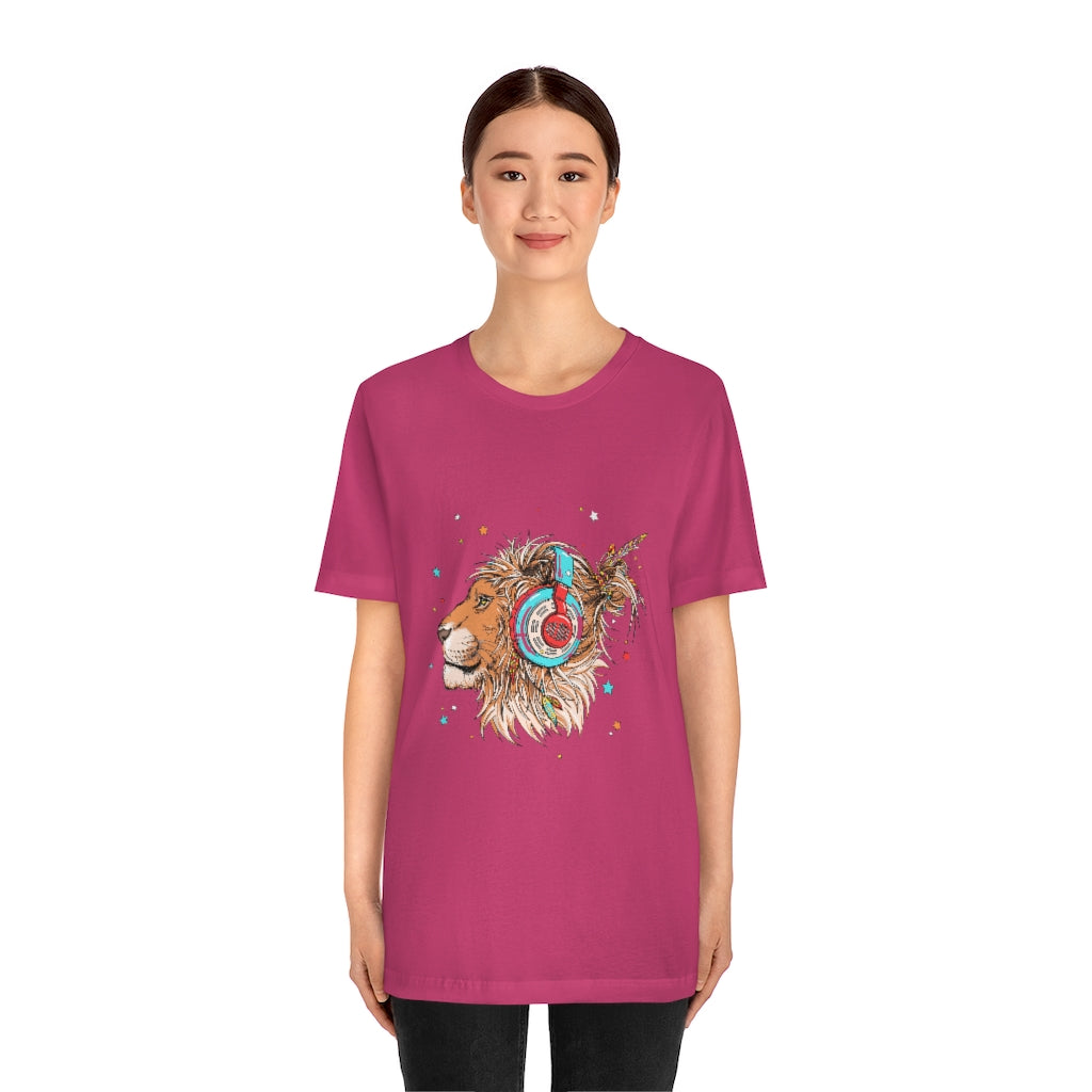 Unisex Jersey Short Sleeve Tee "Lion & headphones"