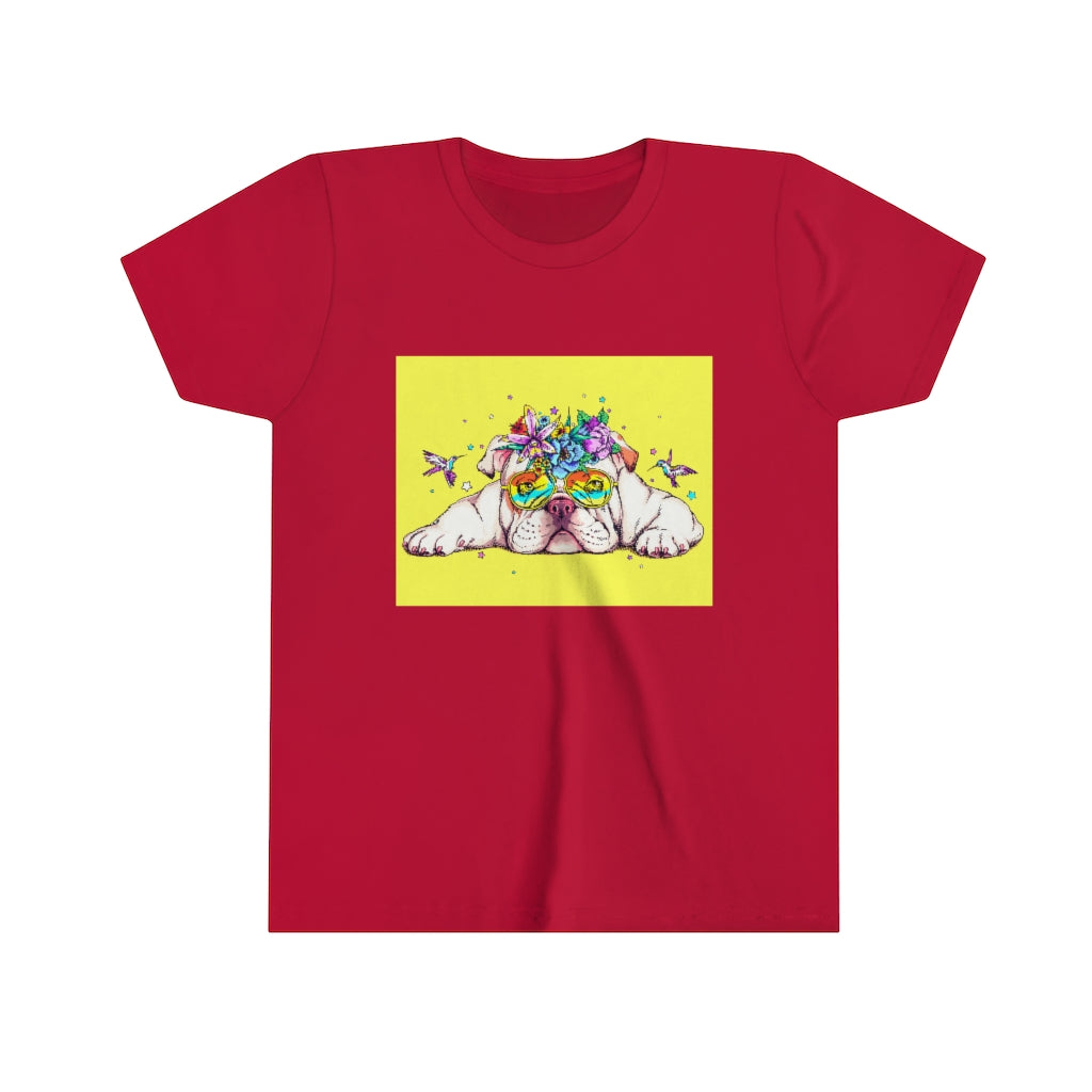 Youth Short Sleeve Tee "English bulldog & bird"