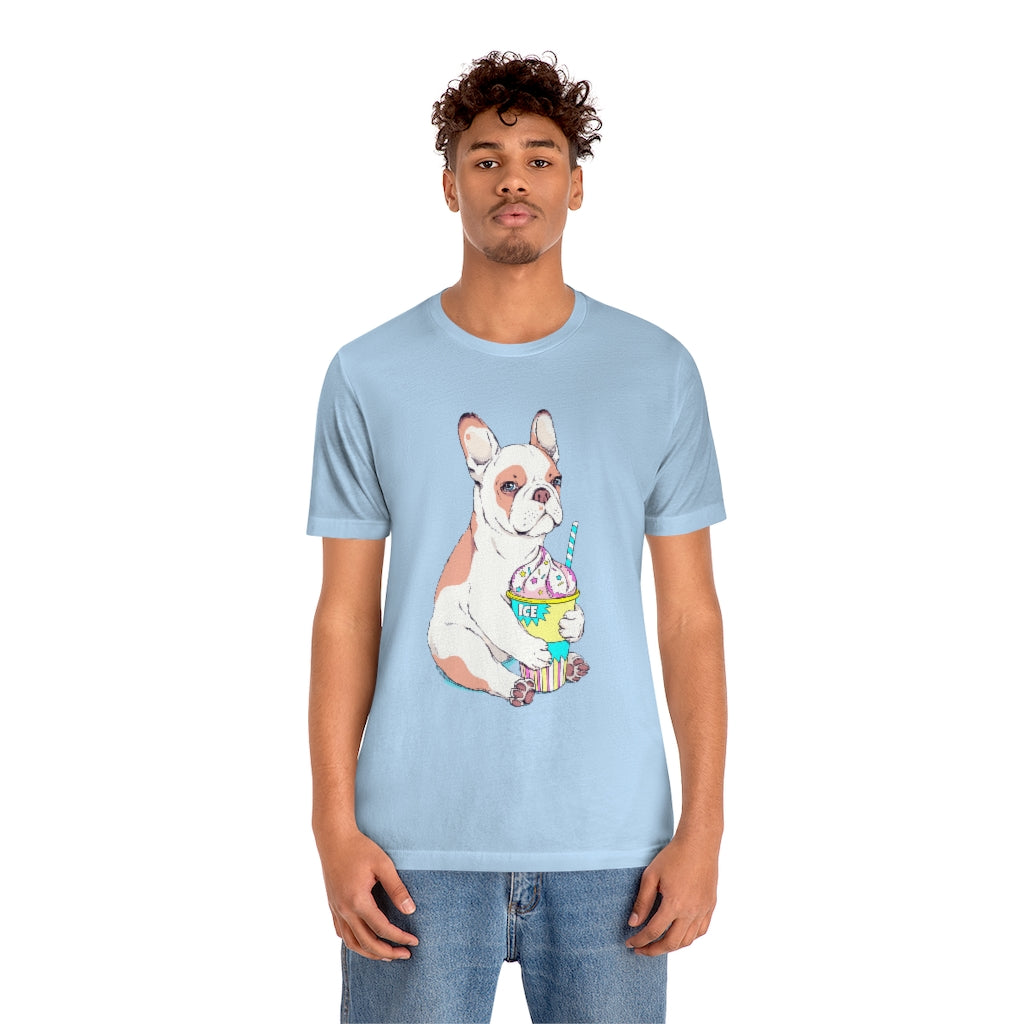 Unisex Jersey Short Sleeve Tee "French bulldog & ice cream"