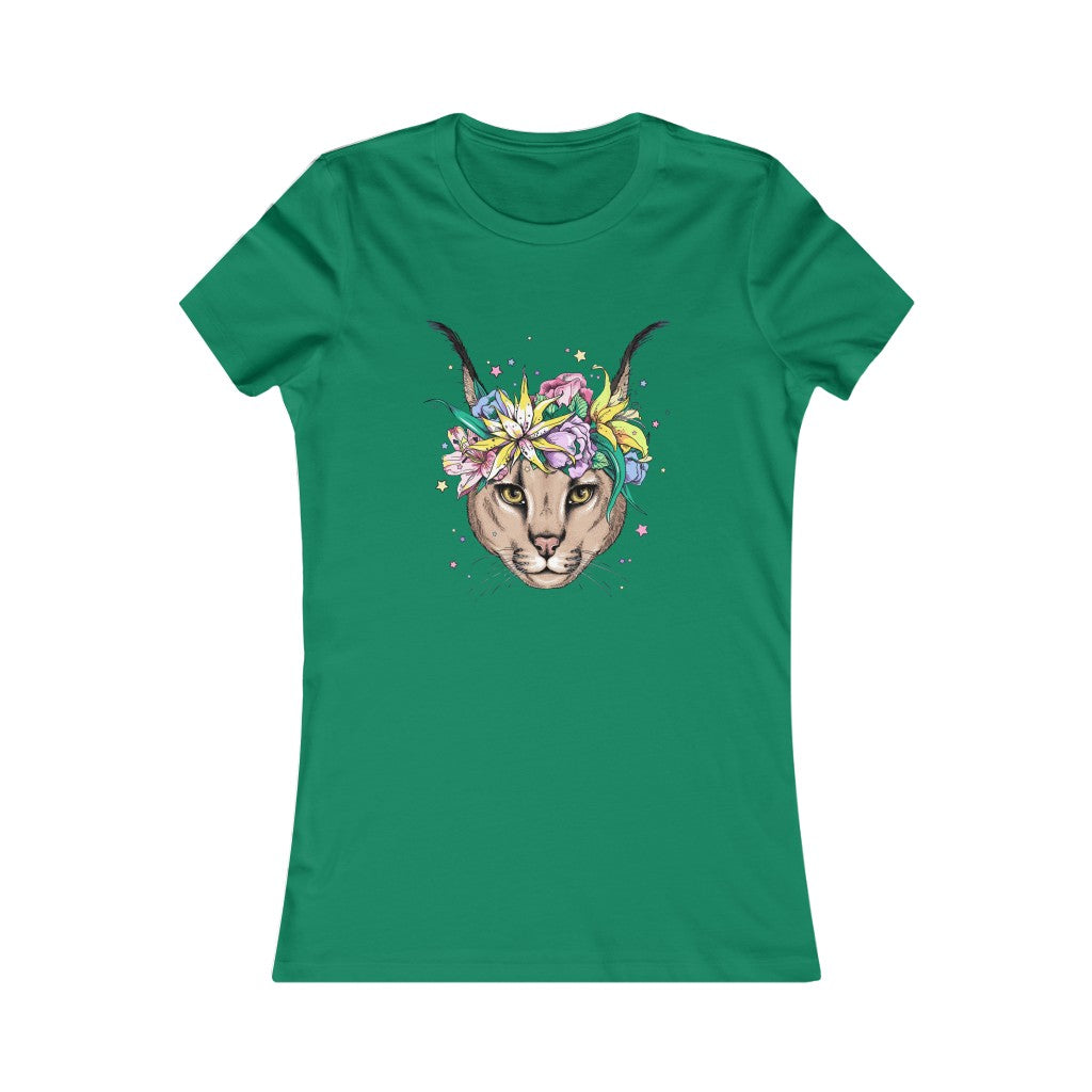 Women's Favorite Tee "Caracal with flowers"