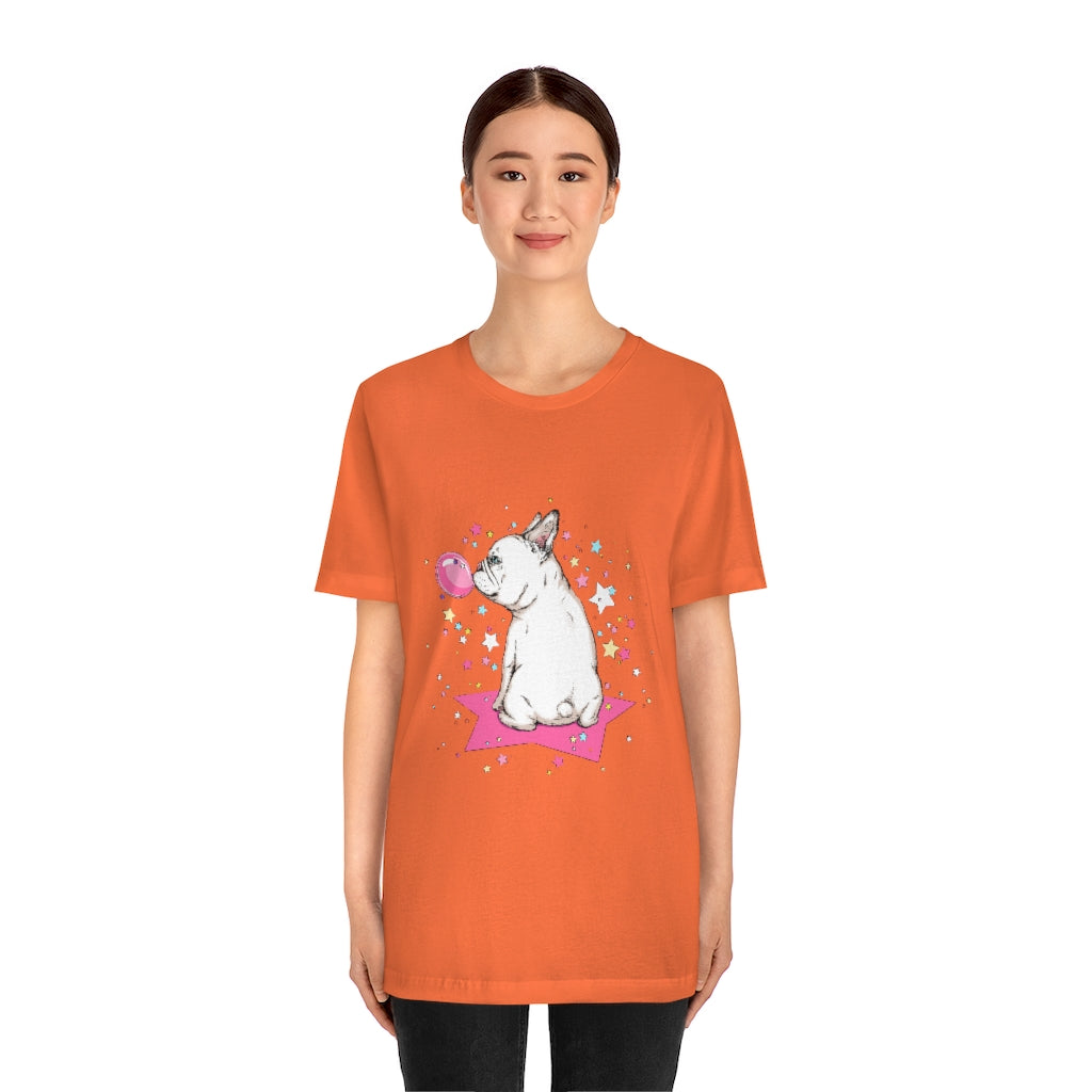 Unisex Jersey Short Sleeve Tee "French white bulldog & stars"