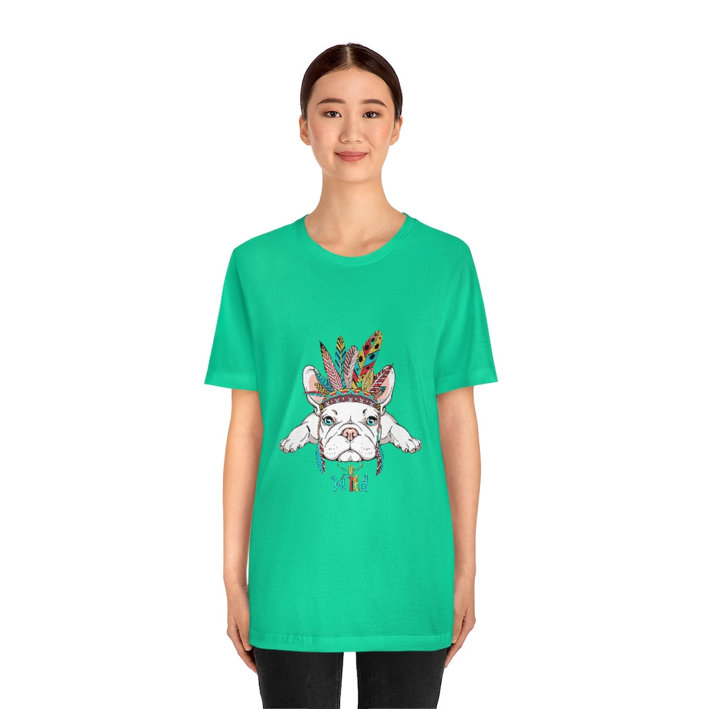 Unisex Jersey Short Sleeve Tee "French bulldog in Indian headdress"