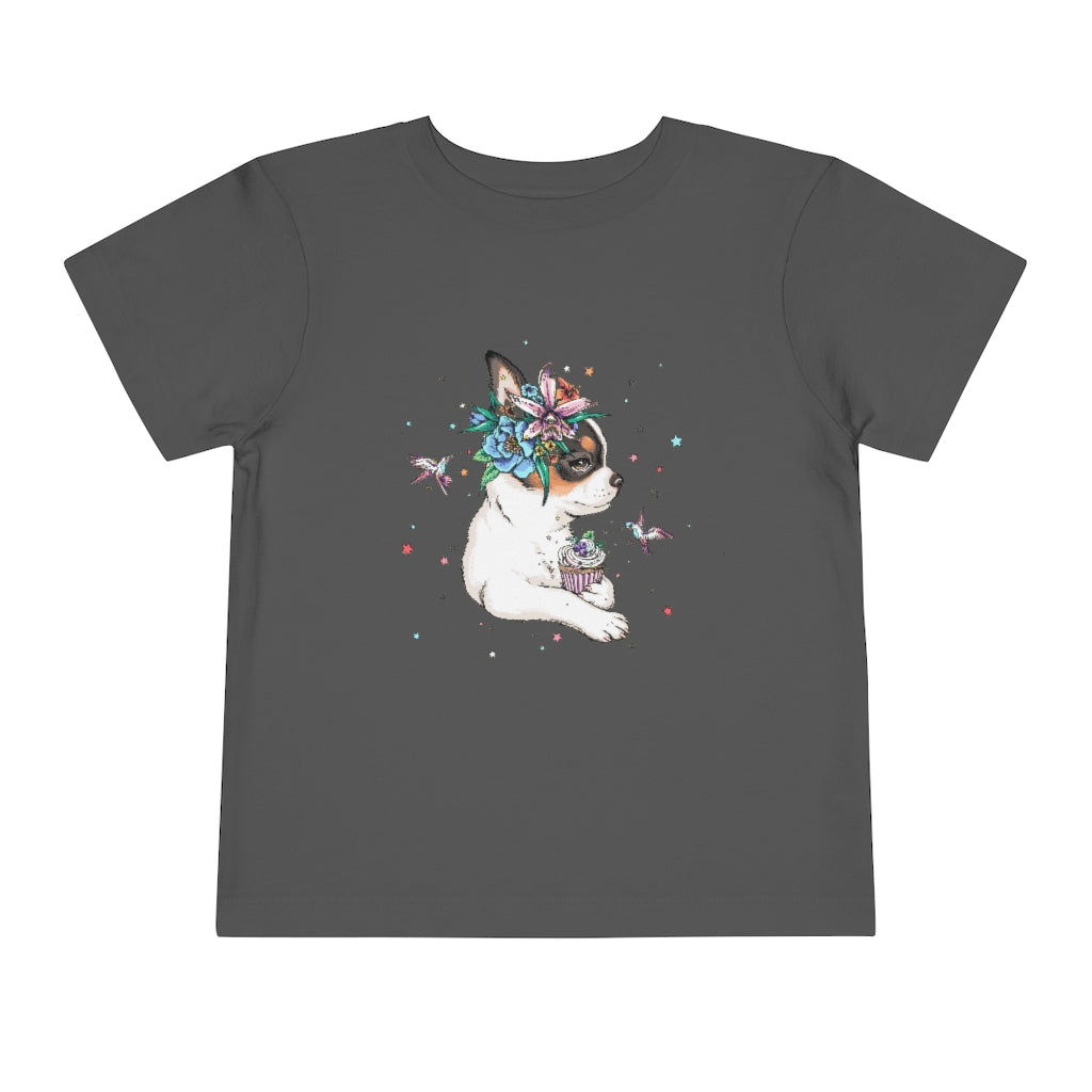 Kids Short Sleeve Tee "Chihuahua puppy & cupcake"