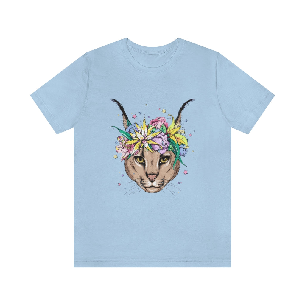 Unisex Jersey Short Sleeve Tee "Caracal with flowers"
