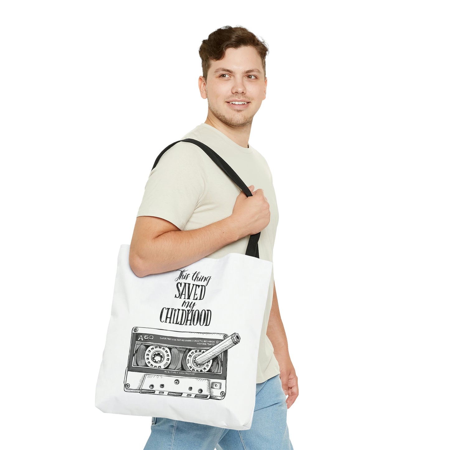 AOP Tote Bag "Audio Cassette and a pencil :)"