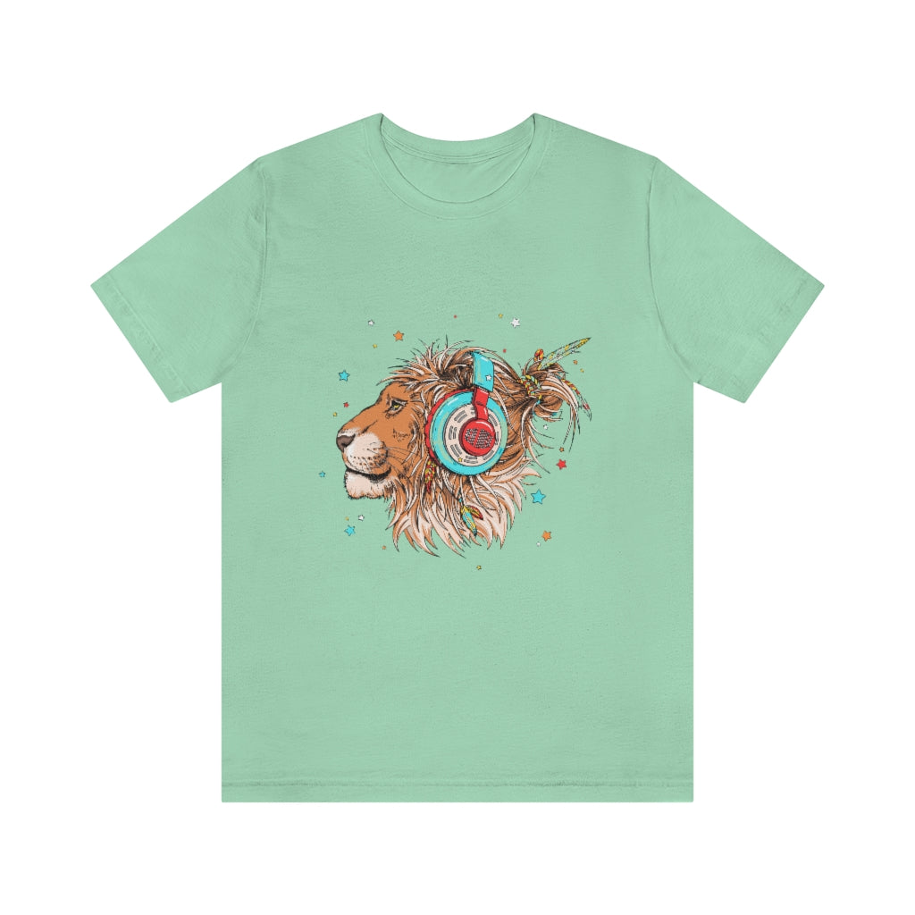 Unisex Jersey Short Sleeve Tee "Lion & headphones"