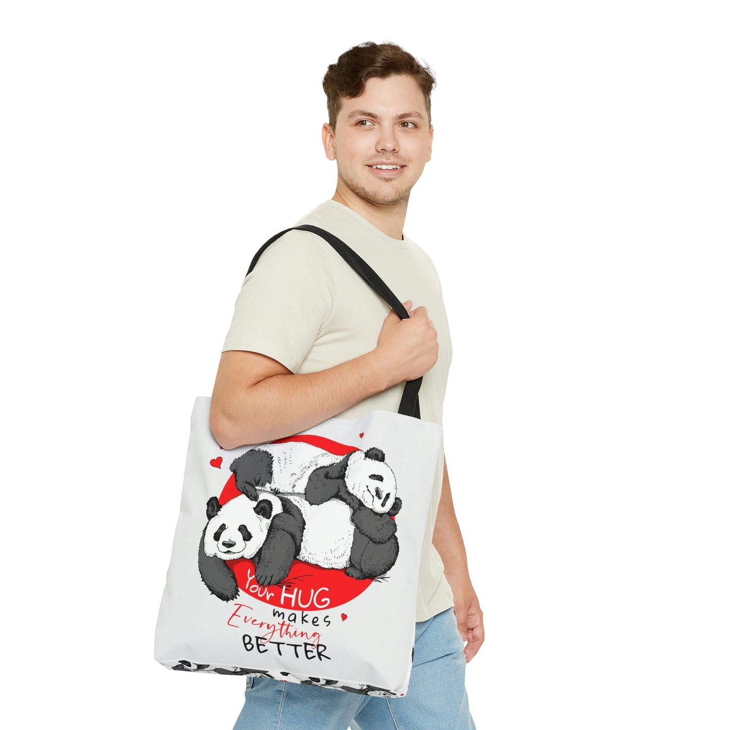 AOP Tote Bag 2 sides "Pandas hugging"