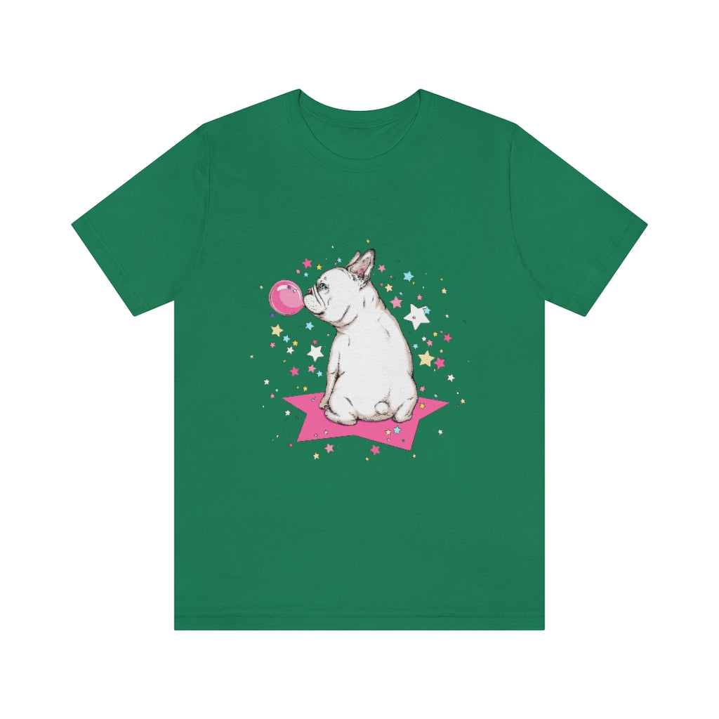 Unisex Jersey Short Sleeve Tee "French white bulldog & stars"