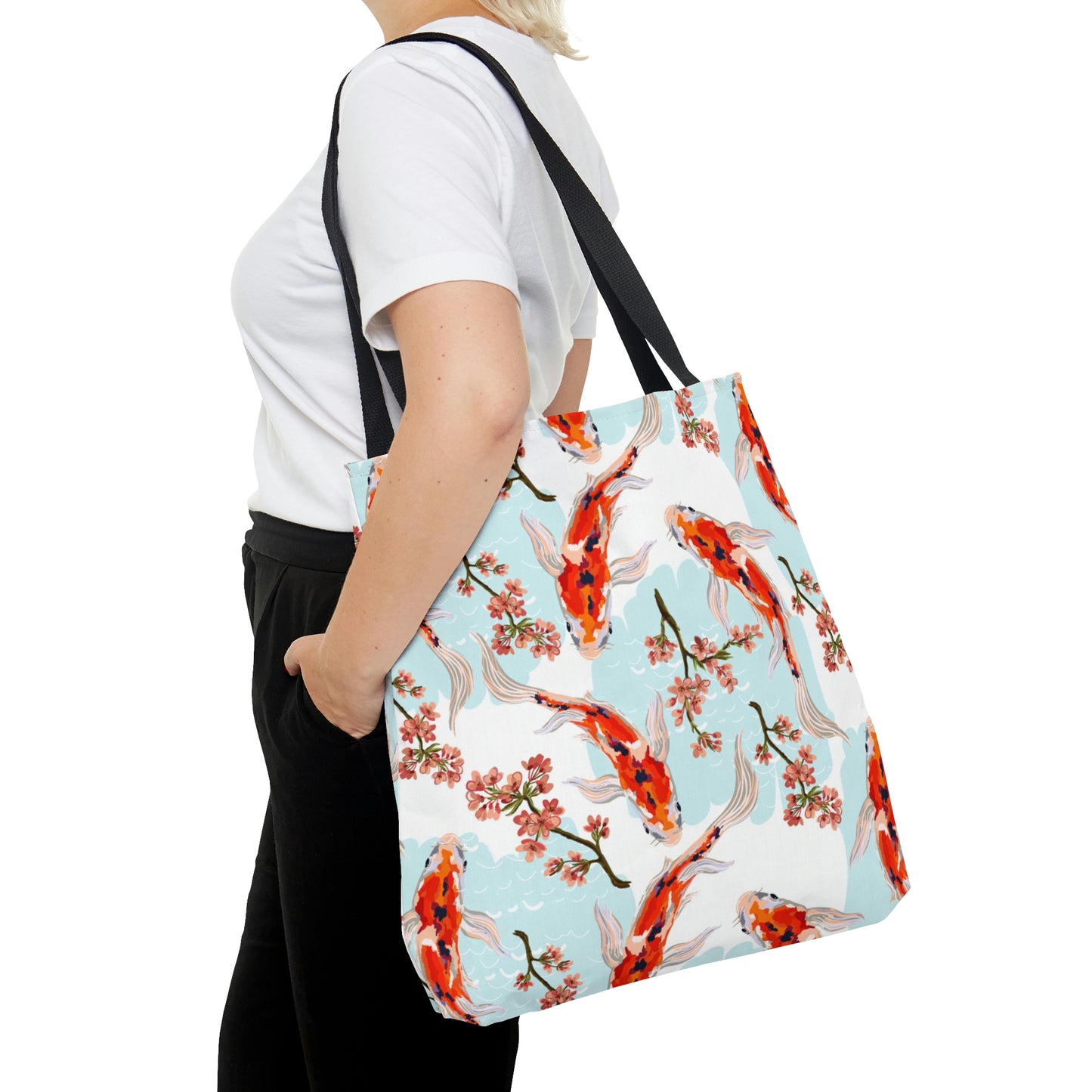 AOP Tote Bag "Fish and sakura pattern"