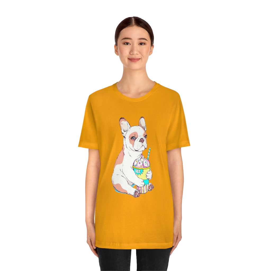 Unisex Jersey Short Sleeve Tee "French bulldog & ice cream"