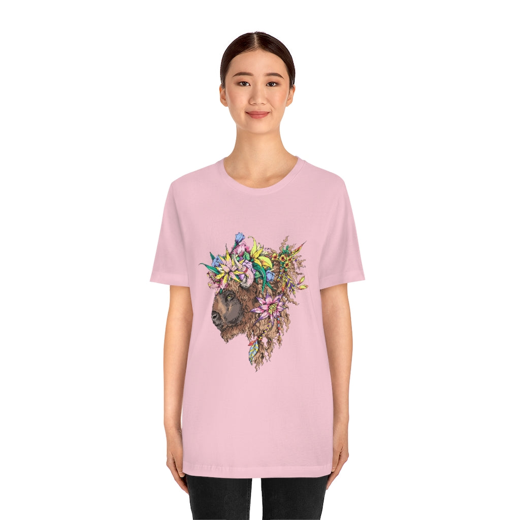 Unisex Jersey Short Sleeve Tee "Bison & flowers"