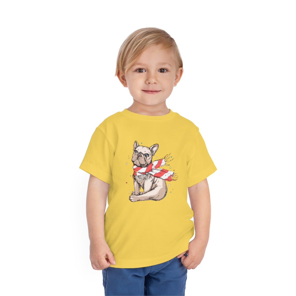 Kids Short Sleeve Tee "French bulldog in a striped scarf"