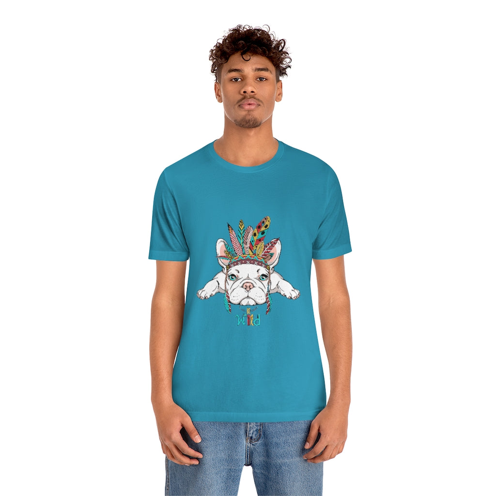 Unisex Jersey Short Sleeve Tee "French bulldog in Indian headdress"