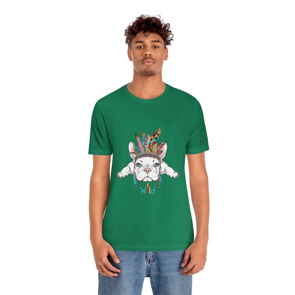 Unisex Jersey Short Sleeve Tee "French bulldog in Indian headdress"