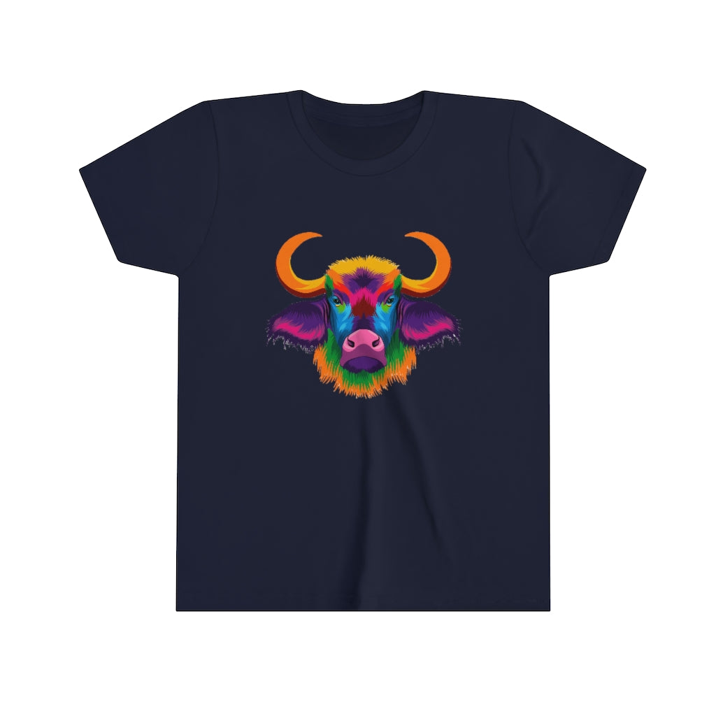 Youth Short Sleeve Tee "Abstract colorful bison"