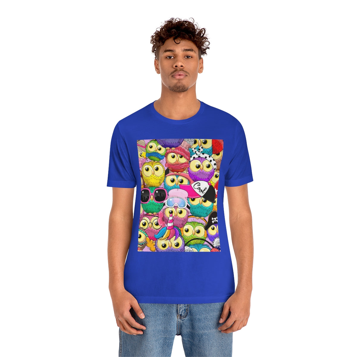 Unisex Jersey Short Sleeve Tee "Colorful Pattern with cute cartoon owls"