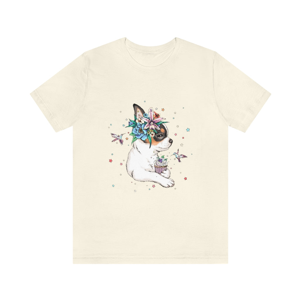 Unisex Jersey Short Sleeve Tee "Chihuahua puppy & cupcake"