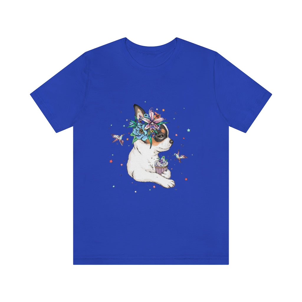 Unisex Jersey Short Sleeve Tee "Chihuahua puppy & cupcake"