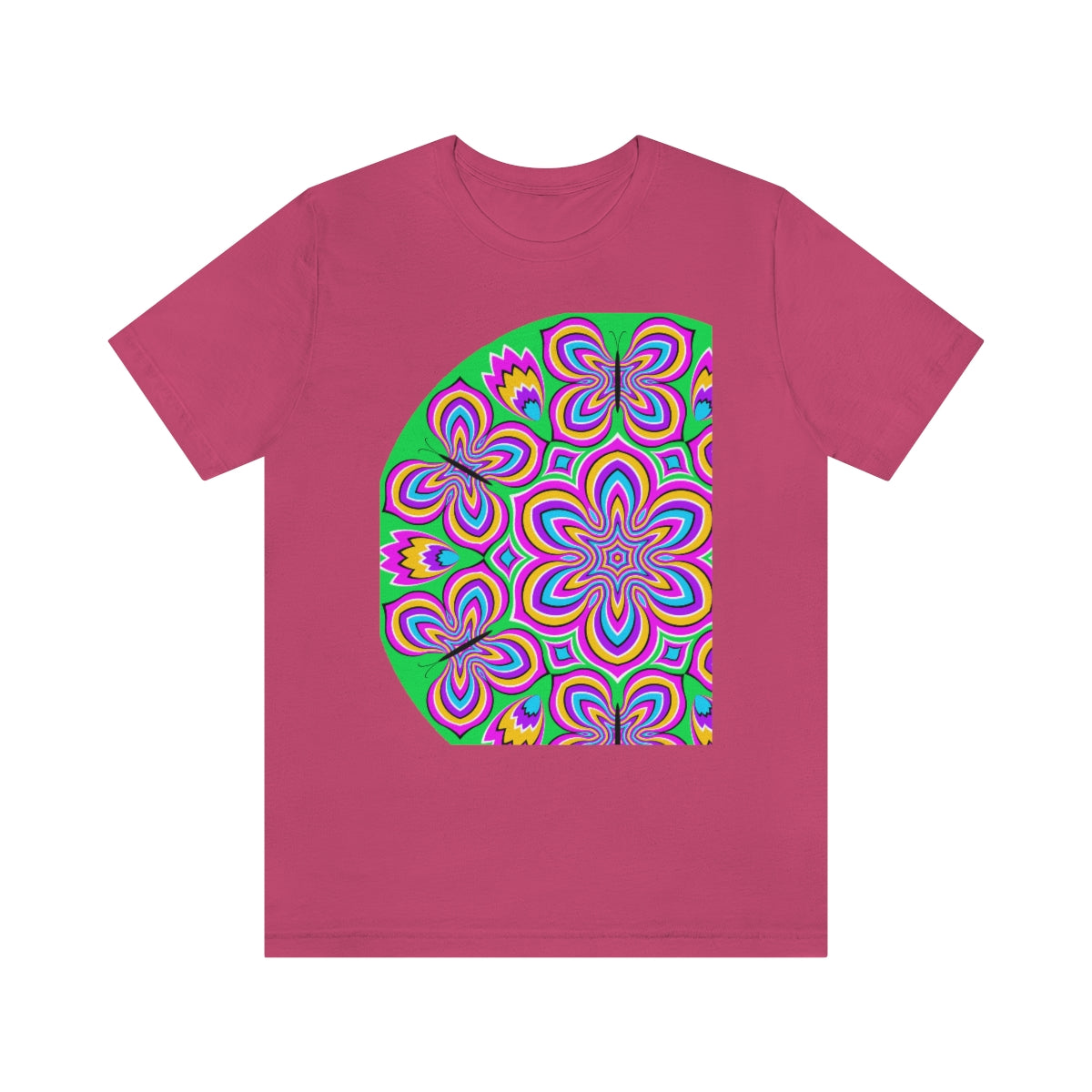 Unisex Jersey Short Sleeve Tee "Optical illusion Colorful flower and butterflies"