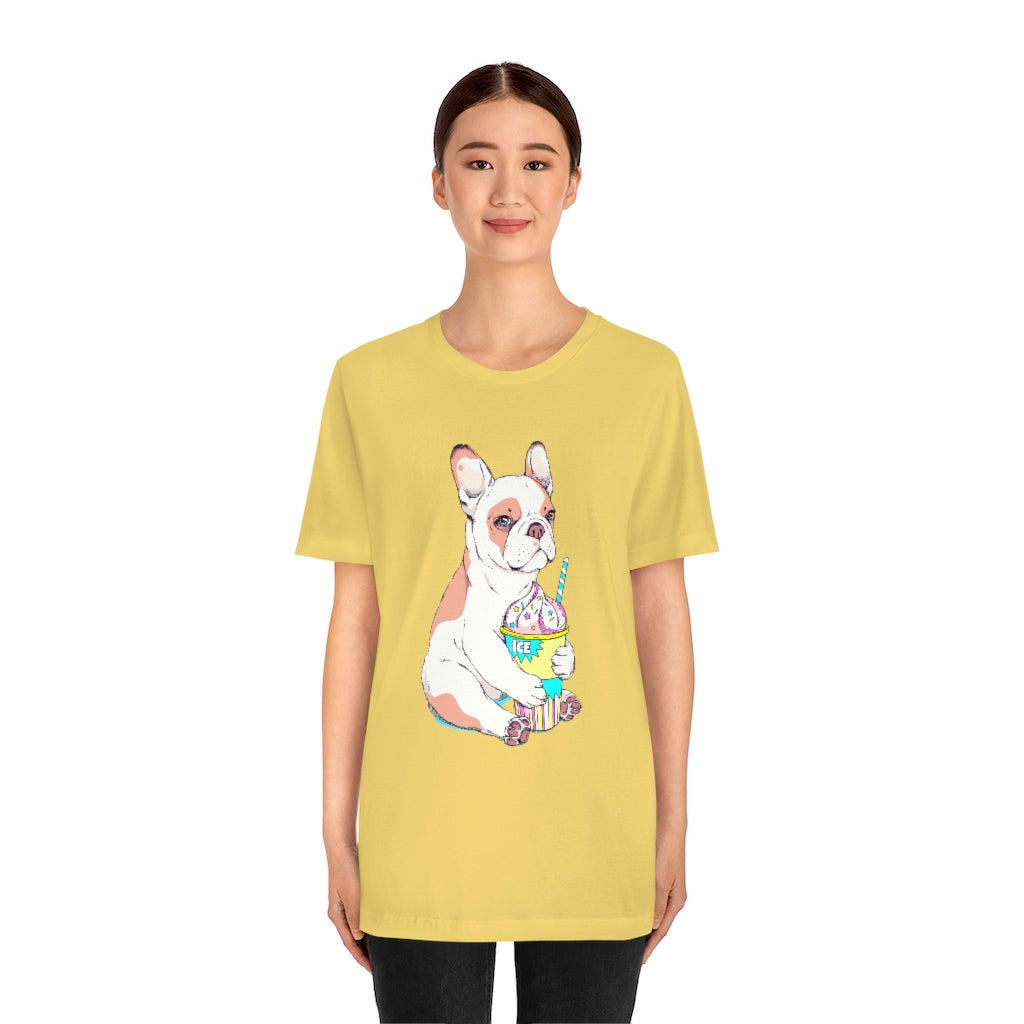 Unisex Jersey Short Sleeve Tee "French bulldog & ice cream"