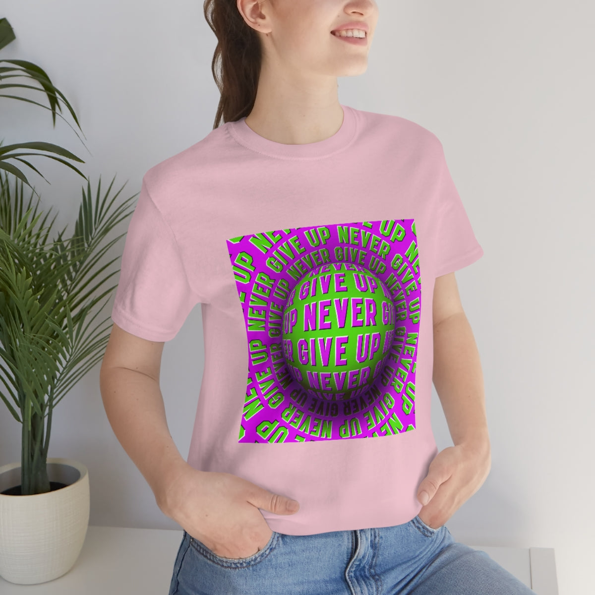 Unisex Jersey Short Sleeve Tee "Optical illusion Never give up"