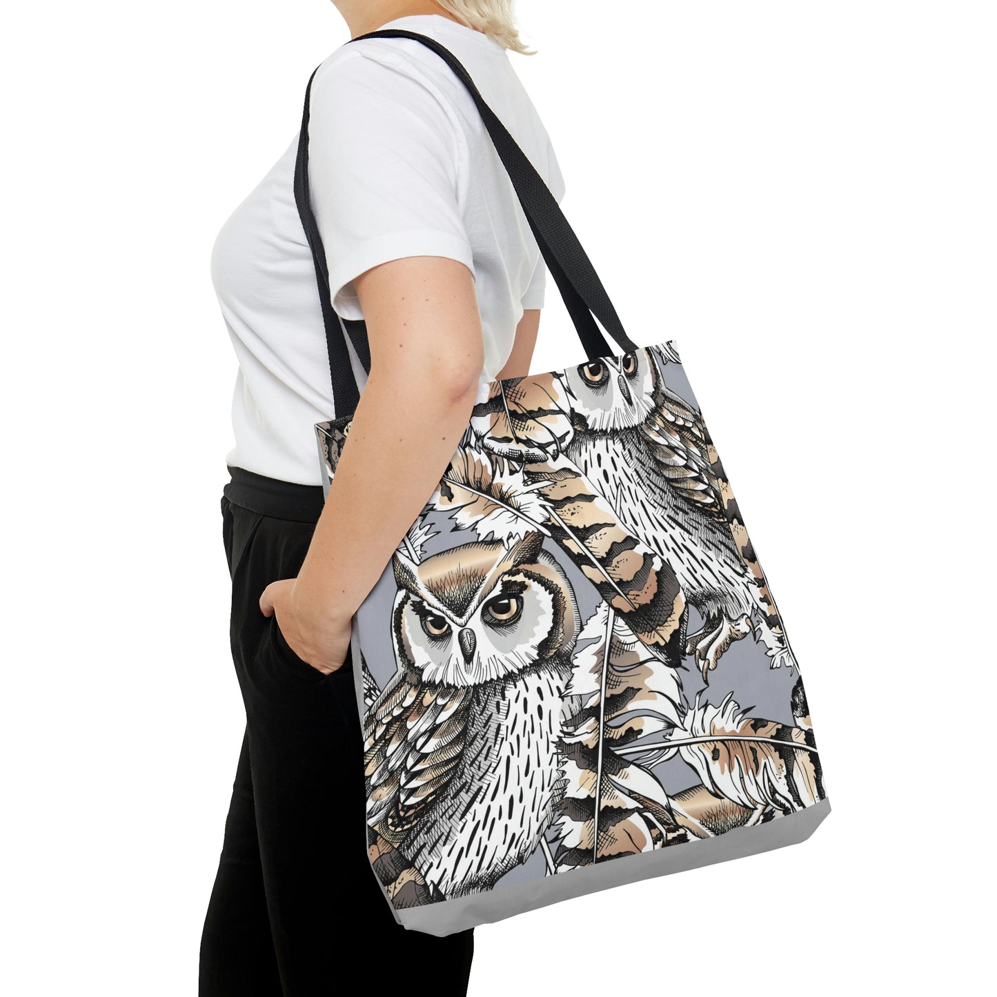 AOP Tote Bag "Gold and silver Owls"